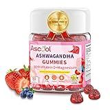 Ascool Sugar-Free Vegan Ashwagandha Gummies - Premium Root Extract with Vitamin D & Magnesium for Women & Men - Lower Cortisol, Reduce Stress, Improve Sleep & Mood, Mixed Berry Flavor,90 Count