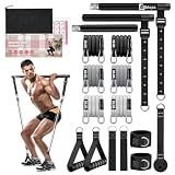 Bbtops Pilates Bar Kit with 6 Resistance Bands for Women & Men Black