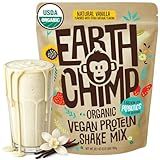 EarthChimp Organic Vegan Protein Powder - with Probiotics - Non GMO, Dairy Free, Non Whey, Plant Based Protein Powder for Women and Men, Gluten Free - 26 Servings 32 Oz (Vanilla)