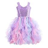 Purple Tutu Dress for Girls Mermaid Princess Birthday Party Dresses Sparkly Sequin Tulle Fairy Dress for Toddler Girls Kids Prom Sneaker Ball Gown Dance Graduation Dance Christmas Outfit 6T