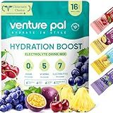 Venture Pal Sugar Free Electrolyte Powder Packets - Liquid Daily IV Drink Mix for Rapid Hydration & Party Recovery | 5 Vitamins & 7 Electrolytes| Keto Friendly | Non-GMO | Certified Vegan | 16 Sticks