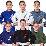 Elite Sports IBJJF Ultra Light BJJ Brazilian Jiu Jitsu Gi for Kids with Preshrunk Fabric and Free Belt (Black, 00)