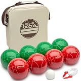 GoSports 100 mm Regulation Bocce Set with 8 Balls, Pallino, Case and Measuring Rope - Premium Official Size Set