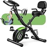 Caromix Folding Exercise Bike, 5 in 1 Stationary Bike with 16-Level Adjustable Magnetic Resistance, 330LB Capacity Indoor Workout Bike, Foldable Exercise Bike for Seniors and Adult