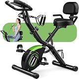 Caromix Folding Exercise Bike, 5 in 1 Stationary Bike with 16-Level Adjustable Magnetic Resistance, 330LB Capacity Indoor Workout Bike, Foldable Exercise Bike for Seniors and Adult