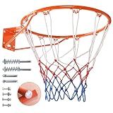 Dripex Solid Basketball Rim 18" Replacement Breakaway Wall Mounted Outdoor Heavy Duty Solid Steel 18 Inch Rim Double Spring with All Weather Net