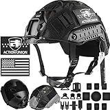 ACTIONUNION Airsoft Helmet Basic Set PJ Type Tactical Paintball Helmet (Medium, BK Color)
