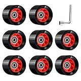 TOBWOLF 8 Pack 58mm x 39mm, 95A, Indoor Quad Roller Skate Wheels for Roller Derby Speed Skating, Artistic, Jam, Rink & Rhythm Skates, PU Wear-Resistant Wheels Double-Row Roller Skates Accessories