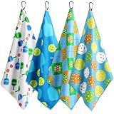 Windkream 4 Pcs Soft Dinkball Towels 15 x 17 Inch Sweat Absorbent Fast Drying Towels with Clip Tennis for Men Women Dinkball Gifts