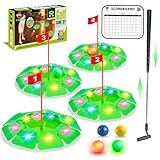 VATOS Light up Golf Putting Game Set - Glow Mini Golf Toy with 4 LED Holes, 4 Balls(2 Glow), Extendable Putter,Build Your Own Course at Home Indoor Outdoor Family Fun Golf Gifts for Kids Adults Golfer