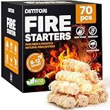 DIMTORI 70 pcs Fire Starter - Natural Fire Starters for Campfires, Fire Pit, Pizza Oven, Fireplace, Smoker, BBQ, Pellet Stove & Wood - Fire Starters for Grill, Charcoal Starter