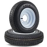 2PCS 4.80-8 480-8 4.80 x 8 with 4 Lug Trailer Tire, Max Load 760 LBS 90PSI, Center Bore 2.85", 2 Pack 4.80 8 Tires with 4 Lug on 4 inch, Muti Function Lawn Mower & Tractor Turf & Boat Tire