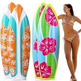 JellyArch 4 Pcs Jumbo Inflatable Surf Board 59 Inch Large Inflatable Pool Floats Luau Hawaiian Party Decorations Tropical Flower Blow up Surfboard for Wall Beach Party Decorations
