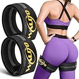 Booty Bands for Women Glutes - BFR Blood Flow Restriction Bands with Weekly Plan for Legs, Butt & Hip Building, Occlusion Bands for Workouts, Fabric Bands for Squat Butt & Thigh (Black Yellow Bands)