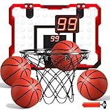 LovesTown Indoor Mini Basketball Hoop for Kids, Basketball Hoops Over The Door with LED Lighting, Mini Hoop with 4 Balls Electronic Scoreboard Toys, Sports Toys Gifts for Boys Girls
