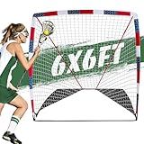 Furypiont 6 x 6 x 6 FT Portable Lacrosse Goal - Fast Install, Fiberglass Frme, Lightweight, Foldable,Pro Lacrosse Goal for Training & Game Play