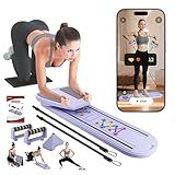 Plymax Pilates Board | Mini Pilates Reformer Portable Foldable Pilates Equipment for Home Workout Women | 6-in-1 Slider Pilates Reformer Board with AI Motion Counter App & Follow-Along Tutorial