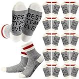 Glitopper 12 Pairs Best Team Ever Gift Socks Bulk Employee Appreciation Gifts for Women Men Staff Coworker Teacher(Grey,Team)