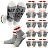 Glitopper 12 Pairs Best Team Ever Socks Bulk Appreciation Gifts for Women Men New Employee Staff Coworker Teacher Nurse(Grey,Team)