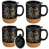 Didaey Team Gift for Employee Appreciation Thank You Cheer Cup Bulk Motivational Coffee Mugs with Cork Bottom for Social Worker Month Coworker Secretaries Volunteer(Black,4 Pcs)