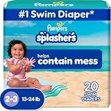 Pampers Swim Diapers - Splashers - Size 2-3, 20 Count, Gap-Free Disposable Baby Swimming Pants