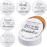 Set of 24 Thank You Appreciation Coasters Set, Ceramic Absorbent Drinks Coasters with Cork, Water Absorbent Cute Cup Mat Gifts for Teacher Employee(Elegant Style,Set of 24)