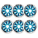 90mm 85A Inline Skate Wheel, Outdoor Replacement for Rollerblade, High-Rebound PU Speed Fitness Skating Wheels with Strong Blue Core for Smooth Fast Long-Distance Urban Skating (Set of 6)