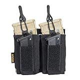 EXCELLENT ELITE SPANKER Open-Top Single/Double/Triple Molle Mag Pouch for M4 M14 M16 AK AR Elastic Rifle Magazines for Pistol Mag Pouch(Black)