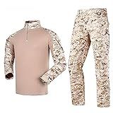 LANBAOSI Men's Tactical Combat Shirt and Pants Set Long Sleeve Woodland Hunting Military Uniform 1/4 Zip