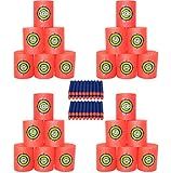 VITURIO 24 Soft Foam Targets Set for Nerf N Strike, Gun, Pistol, and 40 Soft Bullet Dart Cans (64 Pieces Total) Shooting Practice, Toy Blasters