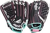 Rawlings | Sure Catch Youth Series Softball Glove | 12" | Right Hand Throw | Black/Mint/Pink