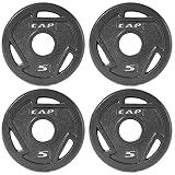 CAP Barbell 2-Inch Olympic Grip Weight Plate, 5 lb, Set of 4, 5 lb, Set of 4 Black (OPHWIS-005)