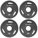 CAP Barbell 2-Inch Olympic Grip Weight Plate, 5 lb, Set of 4, 5 lb, Set of 4 Black (OPHWIS-005)