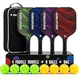 Complete Pickleball Set of 4 with Bag, Pickle Ball Paddle Set of 4, Designed in The USA, Pickleball Racket for Adults Comfort Grip, Indoor Outdoor Pickle Ball Kit, Pickleball Paddles 4 Pack