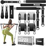 Ayombo Pilates Bar, Multifunctional Pilates Bar Kit with Resistance Bands, Adjustable Fitness Workout Equipment Set for Men Women, Portable Home Gym Pilates Equipment of Full Body Exercise