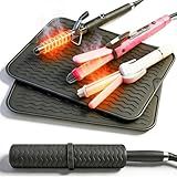 2 Pack Heat Mat for Curling Iron, Oversize Silicone Resistant Mat for Hair Tools, Hot Pad for Hair Straightener, Flat Irons and Hot Hair Styling Tools Home Travel Gym Salon (15.7" x 11.8")