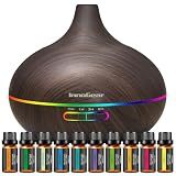 InnoGear 400ml Aromatherapy Essential Oil Diffuser 10 Oils Gift Set, Dark