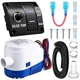 Saysurey Boat Bilge Pump Automatic Bilge Pump 12v 24v 3 Way Switch Panel with Built-in Circuit Breaker Plumbing Installation Kit for Motorboat Boat Accessories(1100gph, 15a)