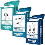 3 Pack - Dumbbell, Bodyweight & Yoga Pose Exercise Cards - Fitness Workout Playing Cards