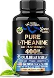 L Theanine 400 mg | L-Theanine Stress Relief | Extra Strength Supplement | Made in USA | Relaxation, Sleep & Calm Support | For Men & Women | Plant Based, Non-GMO & Gluten-Free | 120 Vegan Capsules