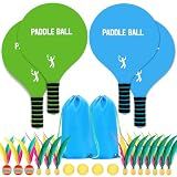 Beeplove 2 Sets Beach Games Toy Paddle Ball Set, Blue Green, Large