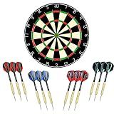 LinkVisions Sisal/Bristle Dartboard with Staple-Free Bullseye 17.8” x1.5 and 12 Steel Tip Darts 18g, Dartboard Mounting Kits Included