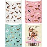 VitalCozy 4 Pack Horse Blanket Gifts for Girls Women, Western Horse Throw Blankets Soft Lightweight Flannel Blanket Equestrian Derby Gifts for Horses Lovers Bed Sofa Decor, 50"x40"