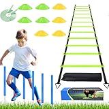 Agility Ladder Training Poles Equipment, Soccer Training Equipment-20ft Speed Ladder, 6 Agility Poles, 8 Soccer Cones for Training Football Basketball Rugby Training Equipment for Kids Youth Adults