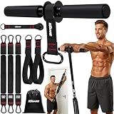 Forearm Strengthener & Wrist Roller, No Weights Needed Forearm Trainer with 3 Adjustable Resistance Bands (55/65/75 lbs), 2-in-1 Handle & Door Anchor for Arm Workout, Grip Strength & Muscle Building