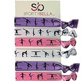 SportyBella Hair Ties & Ponytail Holders for Gymnastics - Girls Hair Accessories, No Crease Elastics, Gift for Gymnasts & Coaches (Purple/Pink), 5pcs