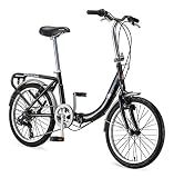 Schwinn Loop Folding Bike, 20 Inch Bike for Adults and Kids, 7 Speed, Lightweight Aluminum Folding Frame, Integrated Rear Carrier, Front and Rear Linear Pull Brakes, Foldable Bikes for Adults and Kids