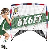 Furypiont 6 x 6 x 6 FT Portable Lacrosse Goal - Fast Install, Fiberglass Frme, Lightweight, Foldable,Pro Lacrosse Goal for Training & Game Play