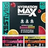 ZestLytes 40 Sticks Sport Hydration Sugar Free Electrolyte Packets, High Sodium Low Calorie Electrolyte Powder Drink Mix, Liquid Daily IV Flavors | Salty Watermelon Raspberry Lemon Orange