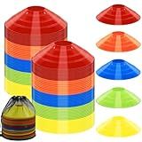 Jyongmer 15PCS Disc Cones Training Cones Agility Soccer Cones with Carry Bag for Training, Football, Basketball, Sports, Field Cone Markers and Other Sports and Games (5 Colors)